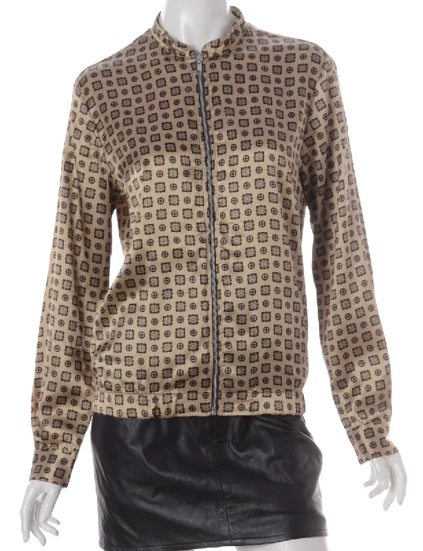 Label Blouse Geometric Print Bomber Soft Pastel Blouse