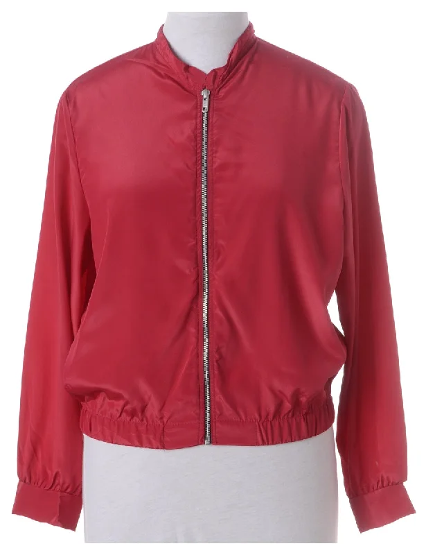 Label Blouse Magenta Bomber Feminine Satin Blouse