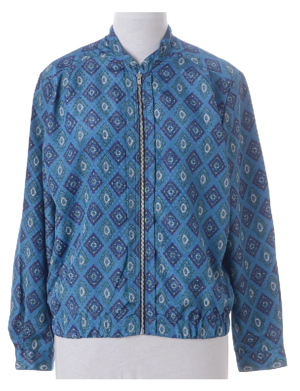 Label Blouse Medallion Print Bomber Chic Wrap Blouse