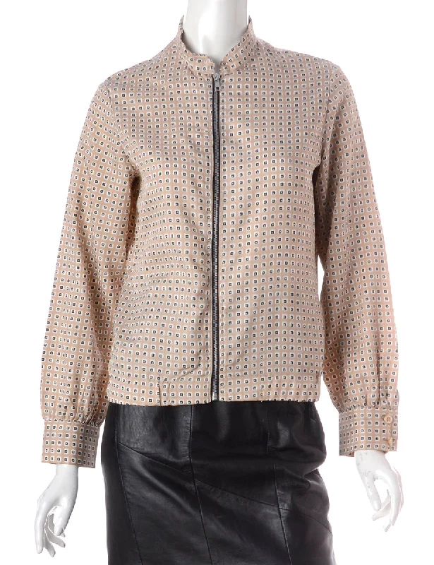 Label Blouse Patterned Bomber Classic White Blouse