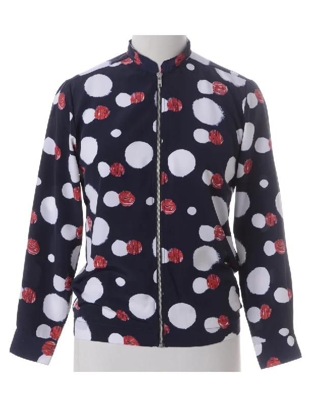 Label Blouse Polka Dots Bomber Feminine Tie Blouse