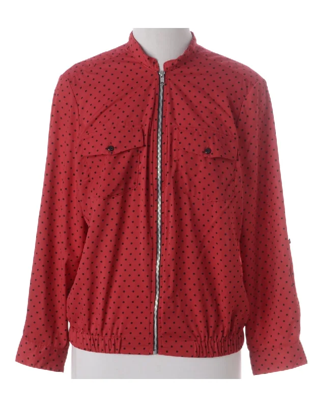 Label Blouse Polka Dots Bomber Satin Long Blouse