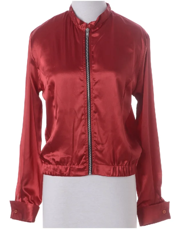 Label Blouse Red Bomber Cotton Casual Blouse