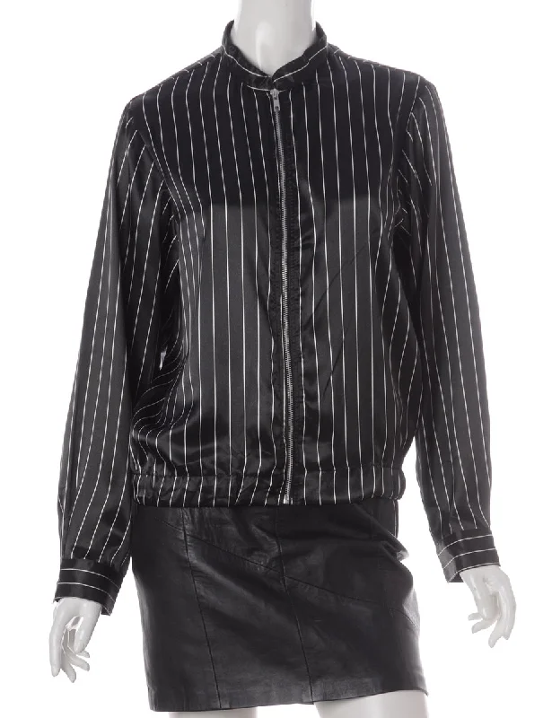 Label Blouse Striped Bomber Elegant Lace Blouse