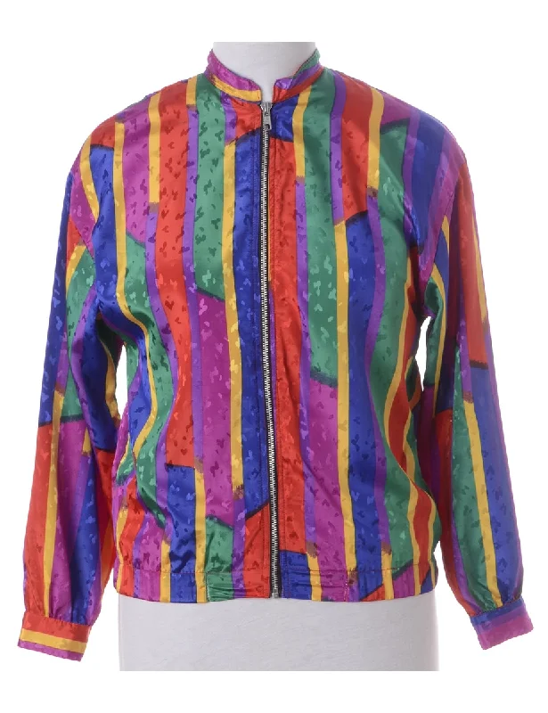 Label Blouse Striped Bomber Elegant Office Blouse