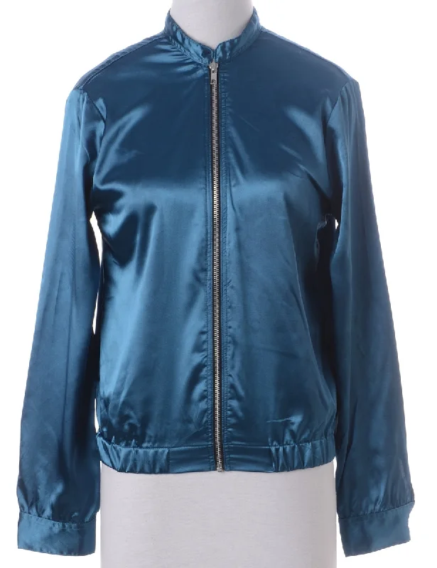 Label Blouse Teal Bomber Delicate Bow Blouse