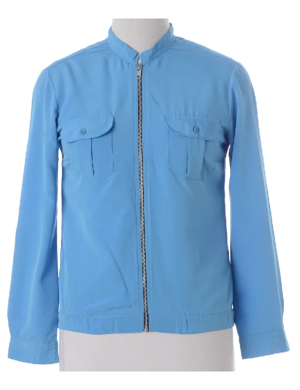Label Blouse Turquoise Bomber Lightweight Linen Blouse