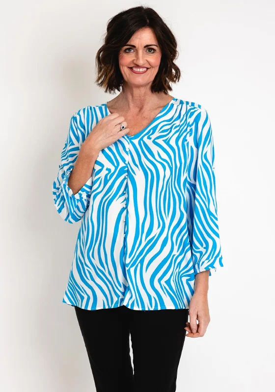 Serafina Collection Animal Print Blouse, Blue