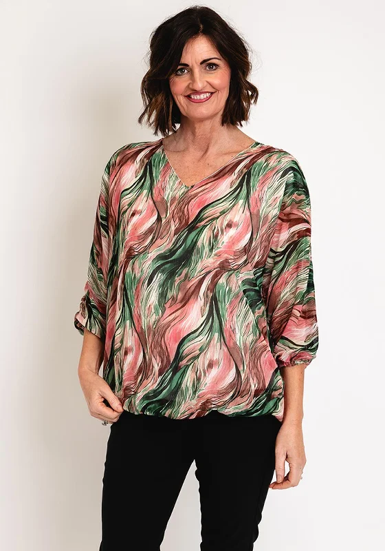 Serafina Collection Chiffon Print Blouse, Green