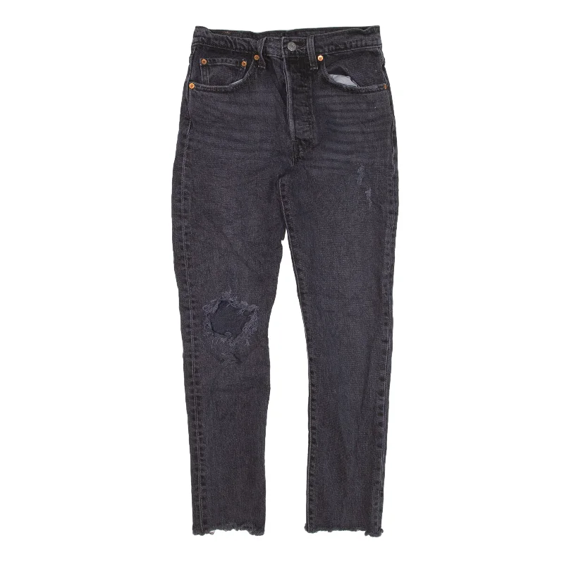 LEVI'S 501S Jeans Distressed Grey Denim Skinny Straight Womens W26 L28 Trendy Wide-Legged High-Waist Jeans LEVI'S 501S Jeans Distressed Grey Denim Skinny Straight Womens W26 L28 Trendy Wide-Legged High-Waist Jeans