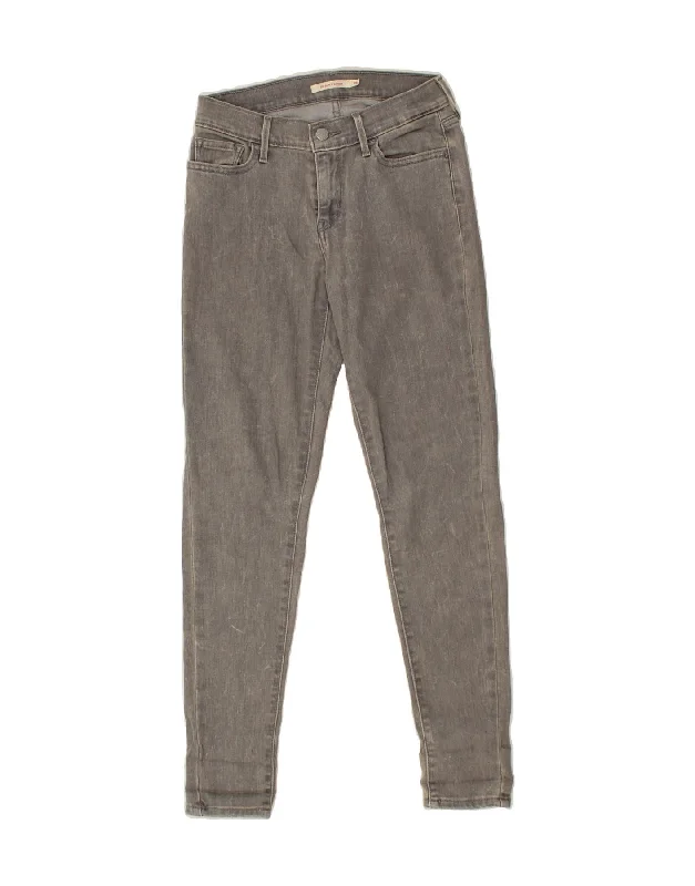 LEVI'S Womens 710 Super Skinny Jeans W26 L28 Grey Cotton Fashionable Raw Hemmed Jeans LEVI'S Womens 710 Super Skinny Jeans W26 L28 Grey Cotton Fashionable Raw Hemmed Jeans