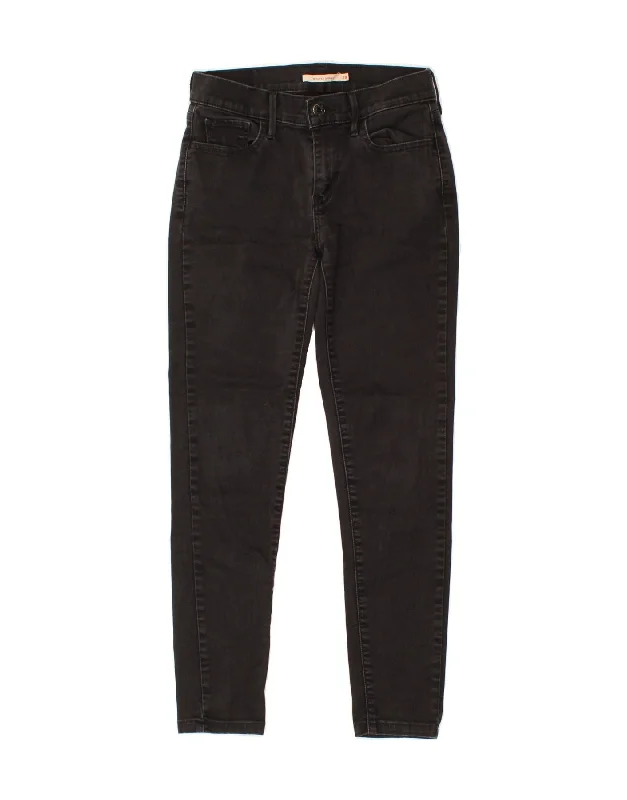 LEVI'S Womens 710 Super Skinny Jeans W28 L27 Grey Cotton Trendy Pleated Waist Jeans