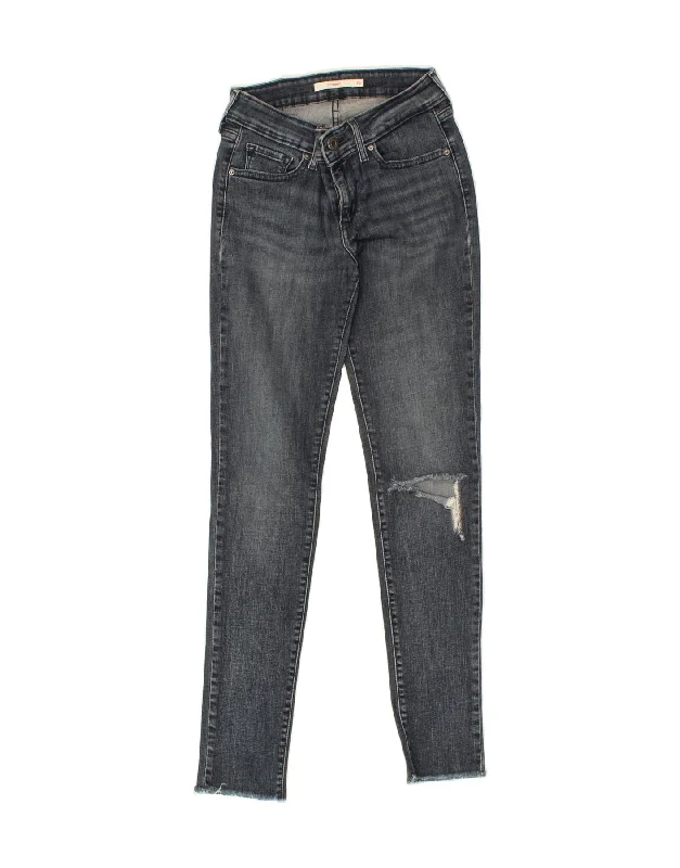 LEVI'S Womens 711 Distressed Skinny Jeans W26 L28 Blue Cotton Casual Skinny Fit Jeans