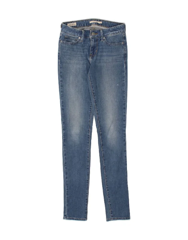 LEVI'S Womens 711 Skinny Jeans W25 L31 Blue Cotton Fashionable Vintage Wash Jeans
