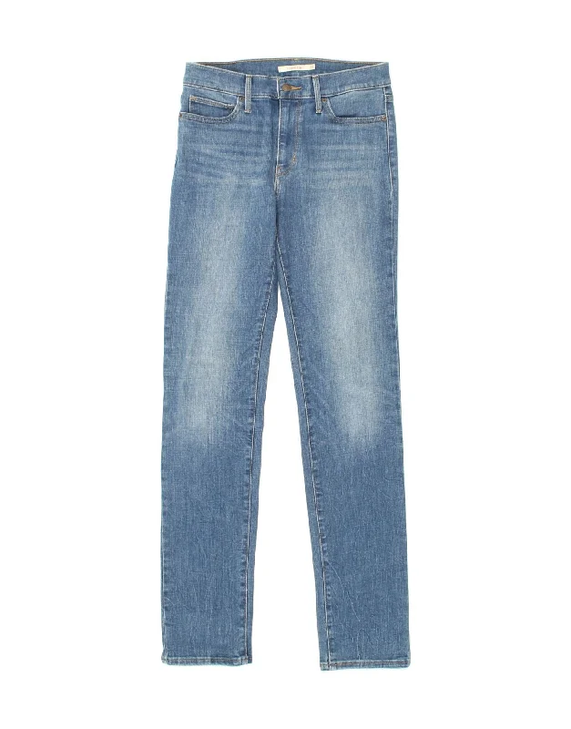 LEVI'S Womens Slimming Slim Jeans W28 L34 Blue Fashionable Distressed Jeans