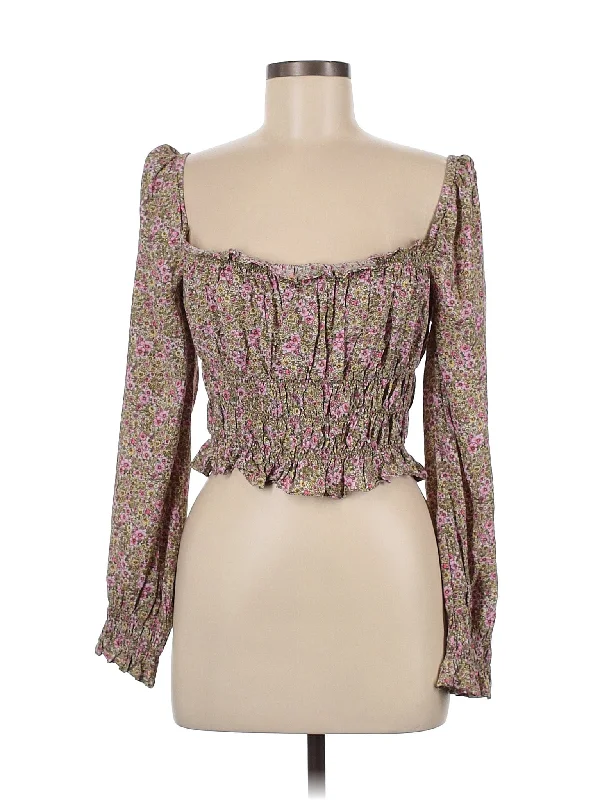 Long Sleeve Blouse Elegant Embroidery Blouse