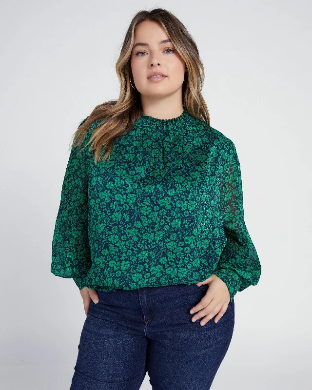 Plus Size Long Sleeve Mock Neck Blouse