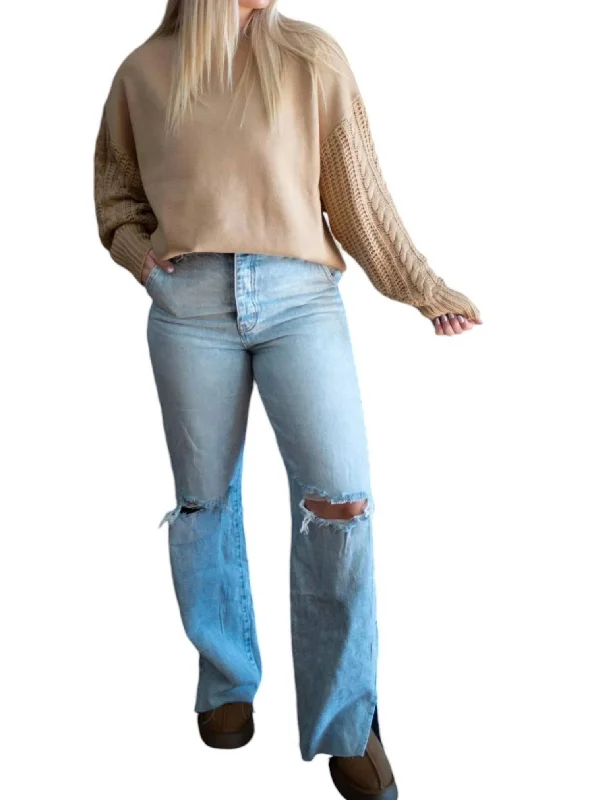 Lover Boy Wide Leg Jeans In Washed Blue