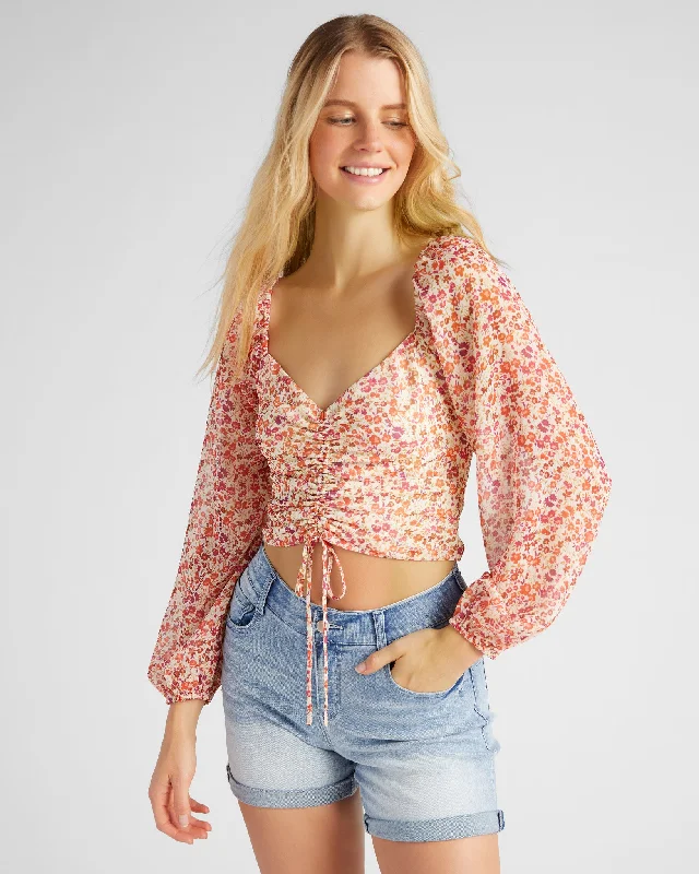 Front Ruched Blouse Classic Minimalist Blouse