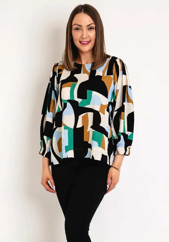 Masai Brisa Geo Print Blouse, Green Lake