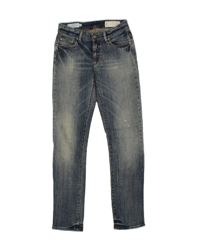 MARLBORO CLASSICS Womens Annie Lou Slim Jeans W27 L29 Blue Cotton Trendy Wide-Legged High-Waist Jeans MARLBORO CLASSICS Womens Annie Lou Slim Jeans W27 L29 Blue Cotton Trendy Wide-Legged High-Waist Jeans