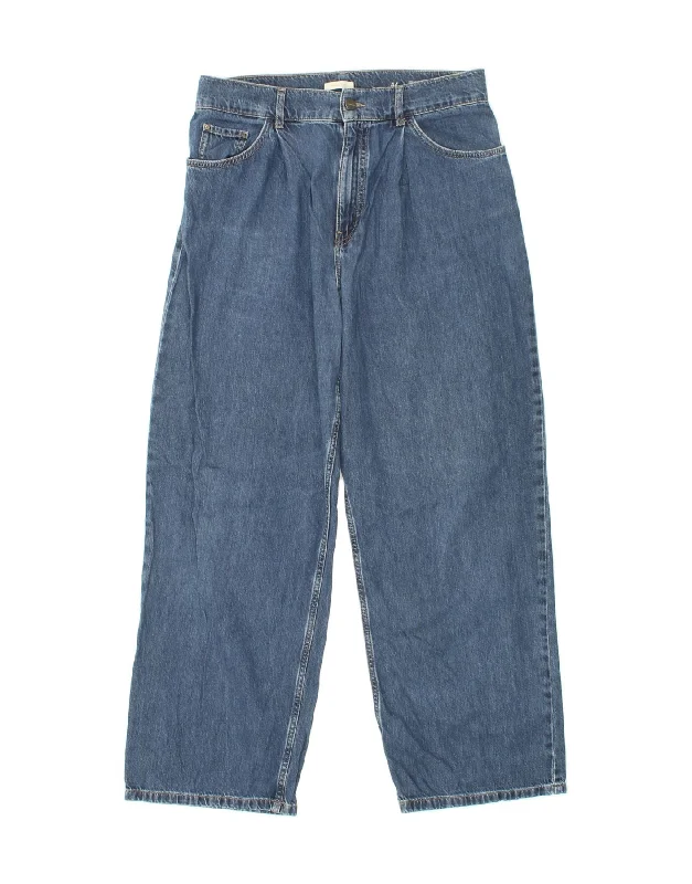 MASSIMO DUTTI Womens Mid Rise Wide Leg Jeans EU 44 XL W34 L30 Blue Chic Rip-Detail High-Waist Jeans MASSIMO DUTTI Womens Mid Rise Wide Leg Jeans EU 44 XL W34 L30 Blue Chic Rip-Detail High-Waist Jeans