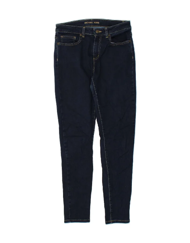 MICHAEL KORS Womens Izzy Skinny Jeans US 8 Medium W27 L29 Navy Blue Cotton Fashionable Bootcut Jeans MICHAEL KORS Womens Izzy Skinny Jeans US 8 Medium W27 L29 Navy Blue Cotton Fashionable Bootcut Jeans