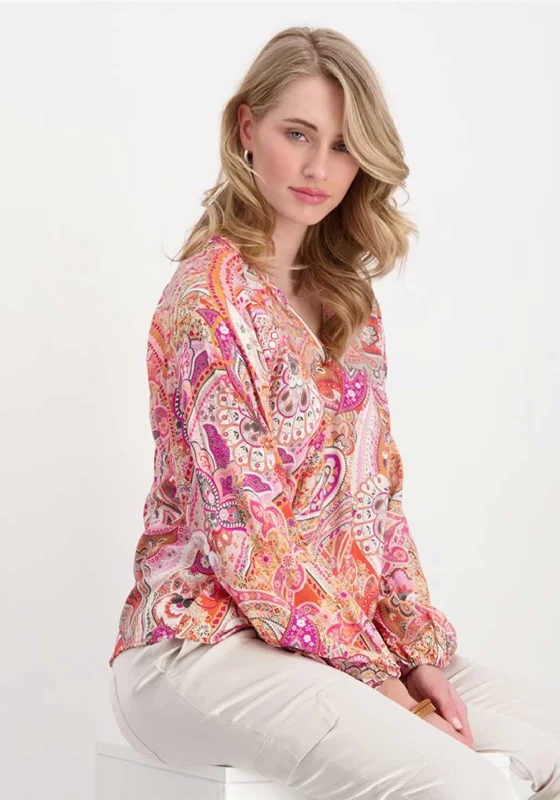 Monai Paisley Pattern Blouse, Pink Lightweight Chiffon Blouse