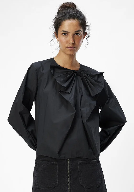 Object Giselle Long Sleeve Blouse, Black Relaxed Fit Blouse