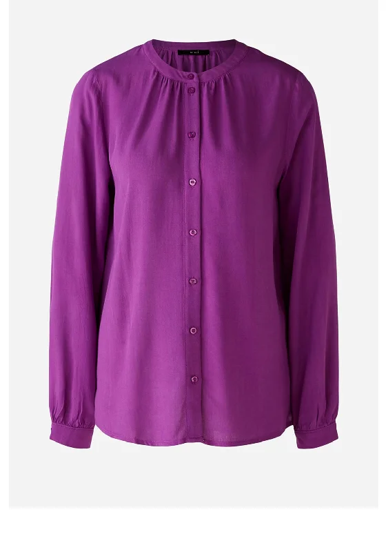 Oui Viscose Long Sleeve Blouse, Sparkling Grape Smart Business Blouse