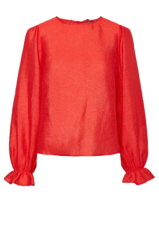 Pieces Olina Reversible Bow Blouse, Red Vintage Lace Blouse