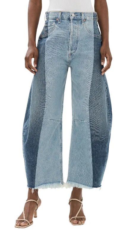 Pieced Horseshoe Jean In Fracture Casual Distressed Denim Jeans