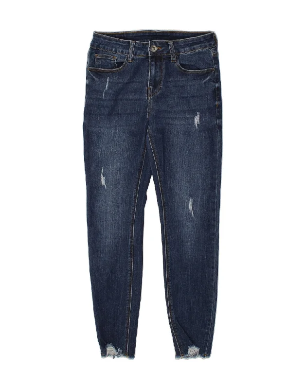 REFRIGIWEAR Womens Distressed Skinny Jeans Small W26 L27 Blue Cotton Cozy Stretch High-Waist Jeans REFRIGIWEAR Womens Distressed Skinny Jeans Small W26 L27 Blue Cotton Cozy Stretch High-Waist Jeans
