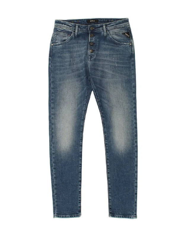 REPLAY Womens Pilar Slim Skinny Jeans W25 L30 Blue Trendy Button-Up High-Waist Jeans REPLAY Womens Pilar Slim Skinny Jeans W25 L30 Blue Trendy Button-Up High-Waist Jeans
