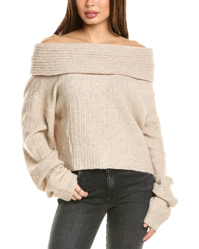 Seraphina Cowl Sweater Mesh Blend Leather Blend Suede Blend