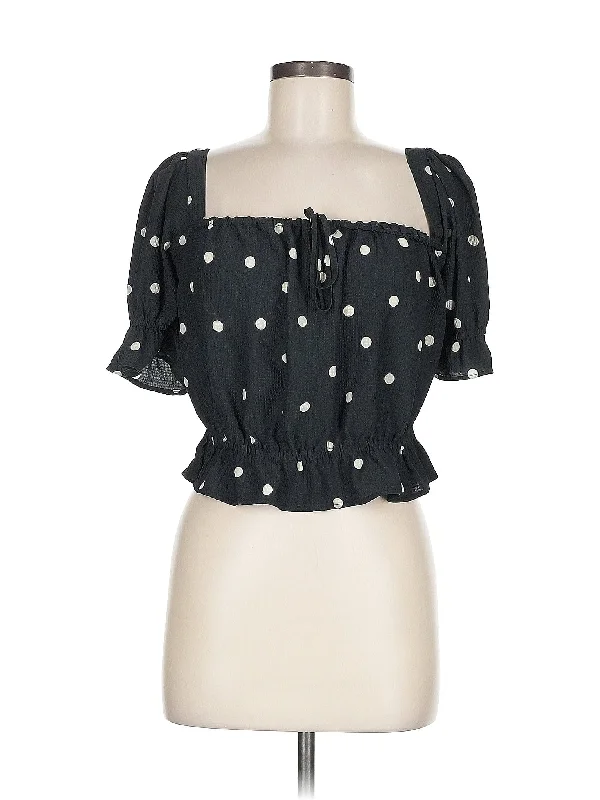 Short Sleeve Blouse Asymmetric Hem Blouse
