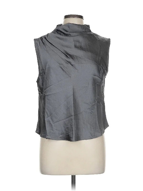 Sleeveless Blouse Textured Cotton Blouse