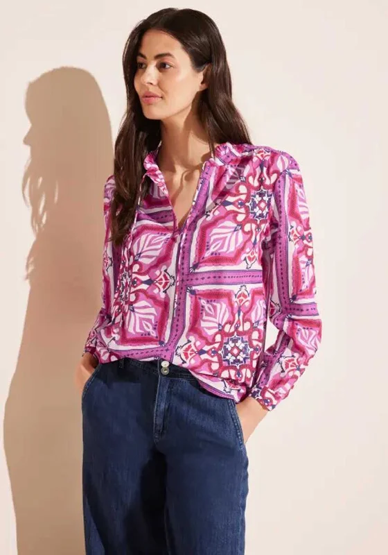 Street One Printed Tunic Blouse, Magnolia Pink Chic Square Blouse
