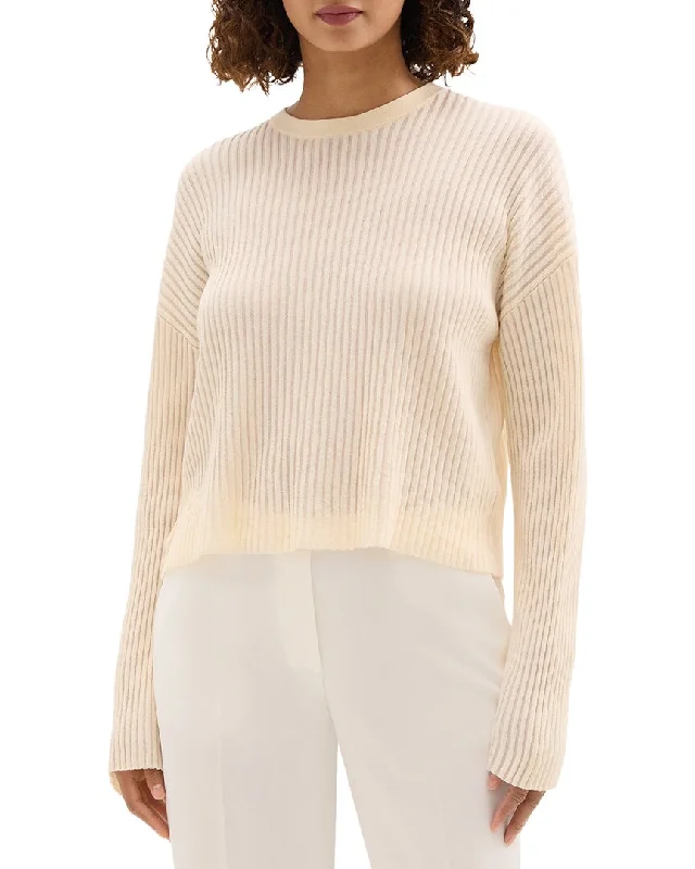 Theory Ottoman Crew Sweater Cashmere Blend Cotton Blend Poly Blend