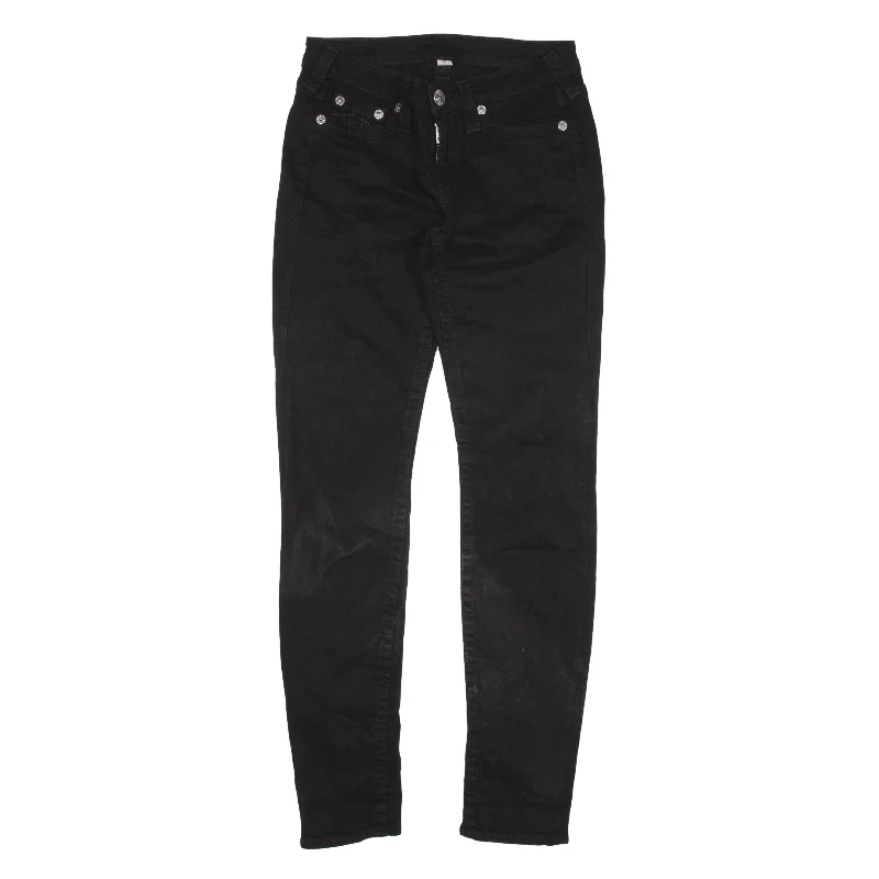 TRUE RELIGION Jeans Black Denim Slim Jegging Womens W26 L29 Trendy Wide-Legged High-Waist Jeans TRUE RELIGION Jeans Black Denim Slim Jegging Womens W26 L29 Trendy Wide-Legged High-Waist Jeans