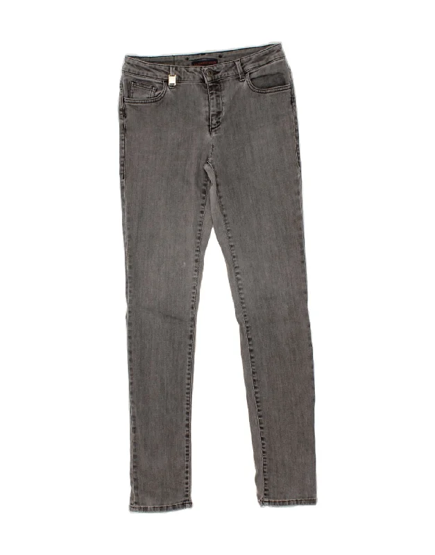 TRUSSARDI Womens Skinny Jeans W29 L30 Grey Cotton Fashionable Raw Hemmed Jeans