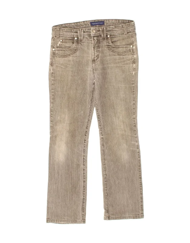 TRUSSARDI Womens Straight Jeans W29 L29 Brown Trendy Pleated Waist Jeans