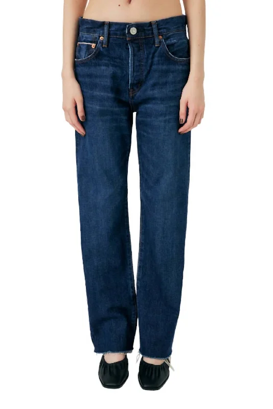 Verde Straight Jean In Dark Blue Cozy Wide-Legged Jeans