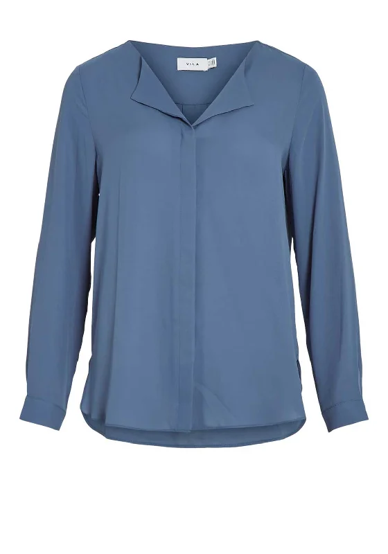 Vila Lucy Lightweight Blouse, Bijou Blue Playful Puff Blouse