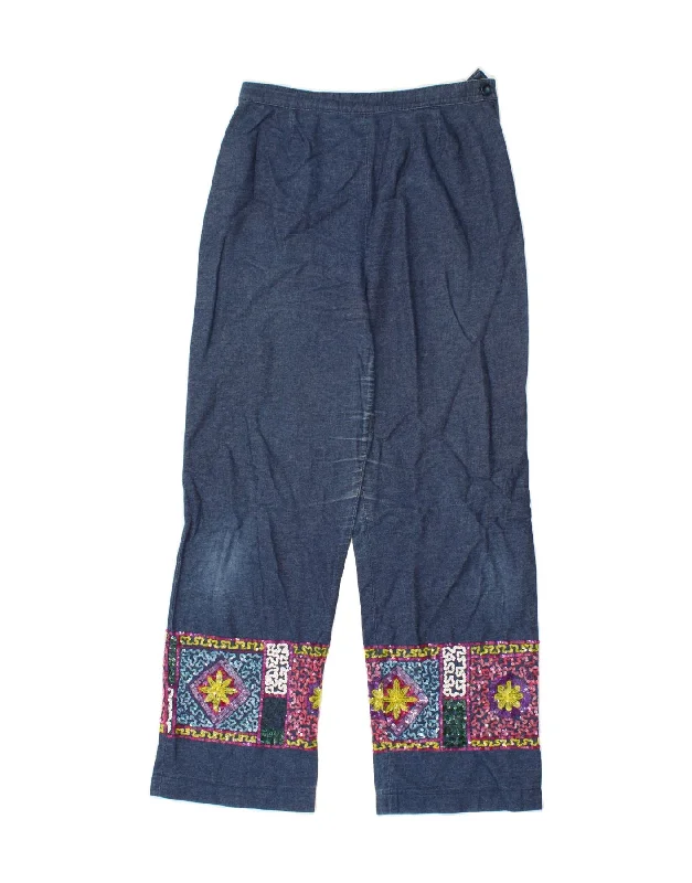 VINTAGE Womens Straight Jeans W28 L28 Navy Blue Floral Comfortable Jogger Style Jeans VINTAGE Womens Straight Jeans W28 L28 Navy Blue Floral Comfortable Jogger Style Jeans