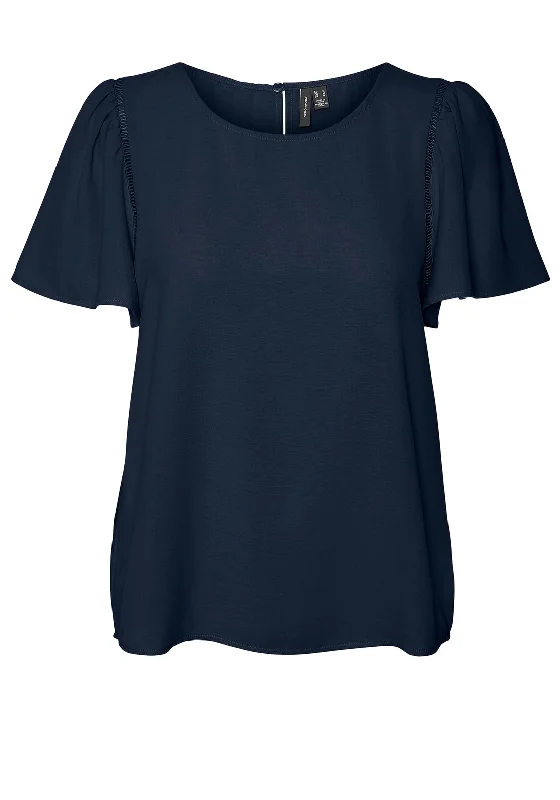 Vero Moda Alva Floaty Sleeve Blouse, Navy