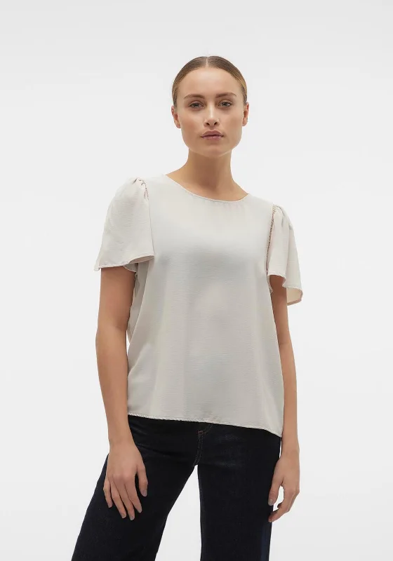 Vero Moda Alva Floaty Sleeve Blouse, Silver Lining