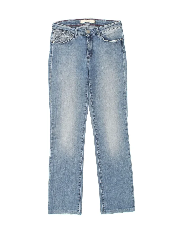 WRANGLER Womens Sara Narrow Straight Jeans W28 L30 Blue Cotton Elegant Raw Hem Jeans WRANGLER Womens Sara Narrow Straight Jeans W28 L30 Blue Cotton Elegant Raw Hem Jeans