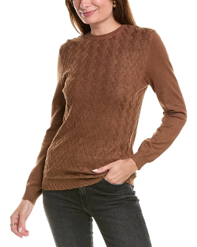 YAL New York Pullover Sweater Mesh Blend Leather Blend Suede Blend
