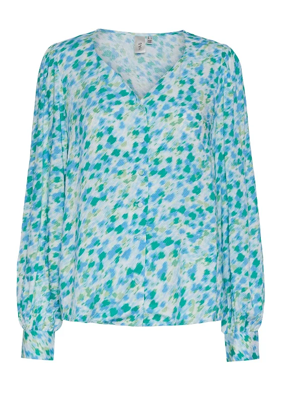 Y.A.S Alira V-Neck Print Blouse, Fuzzy Flow.